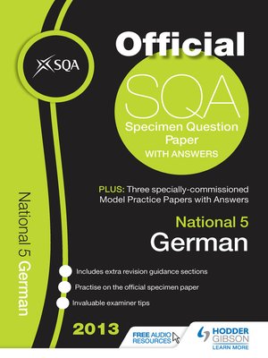 cover image of SQA Specimen Paper 2013 National 5 German and Model Papers